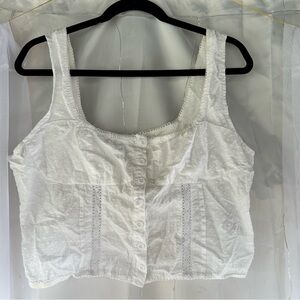 Forever 21 White Textured Sleeveless Top